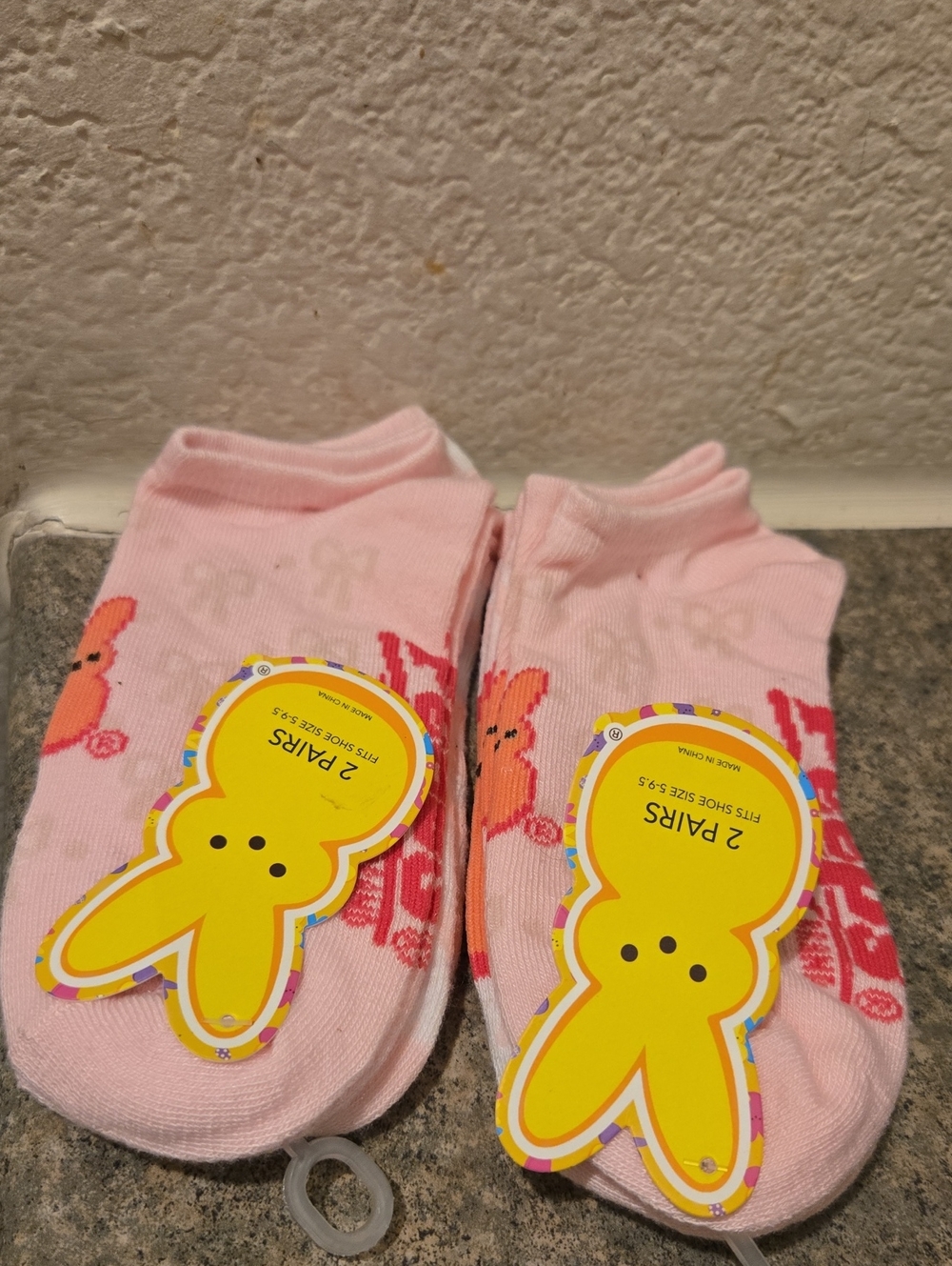 PEEPS Cute Pink Bunny  Socks 4 Pair  Size 5-9.5 Nwt
